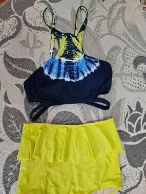 Lucky Brand Kortni Jeane High Waisted Halter Bikini Large